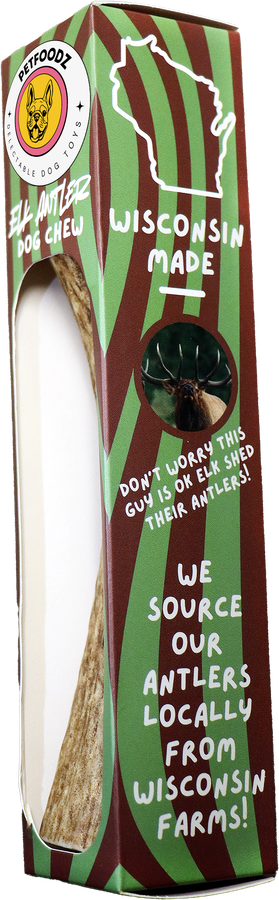 Petfoodz elk antler chew box, front view